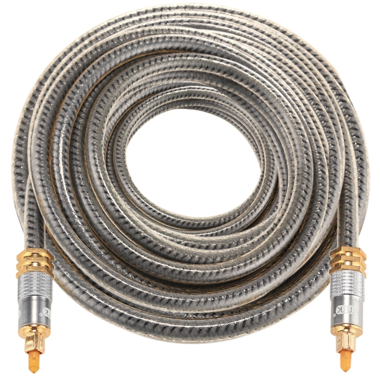 EMK YL-A 15m OD8.0mm Cable de audio óptico digital con cabeza de metal chapado en oro Toslink macho a macho, Length: 15m