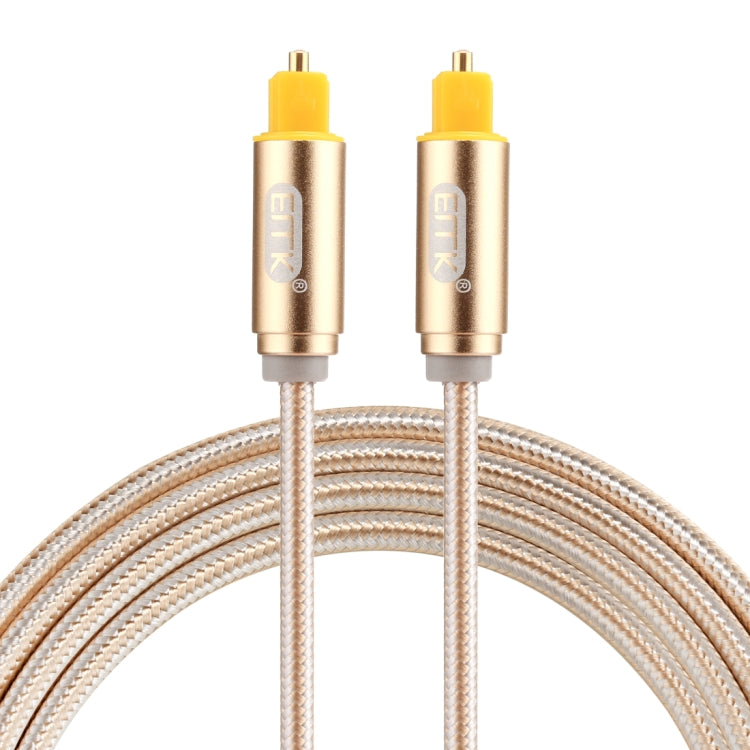EMK 1,5 m OD4.0mm línea tejida con cabeza de Metal chapada en oro Toslink macho a macho Cable de Audio óptico Digital, Length: 1.5m