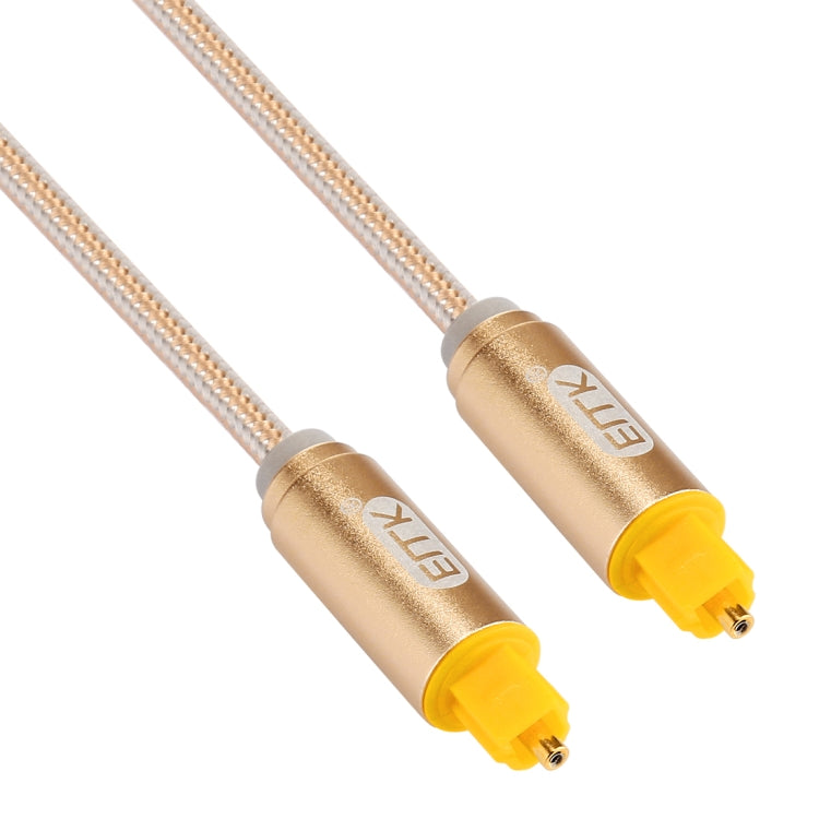 EMK 1,5 m OD4.0mm línea tejida con cabeza de Metal chapada en oro Toslink macho a macho Cable de Audio óptico Digital, Length: 1.5m