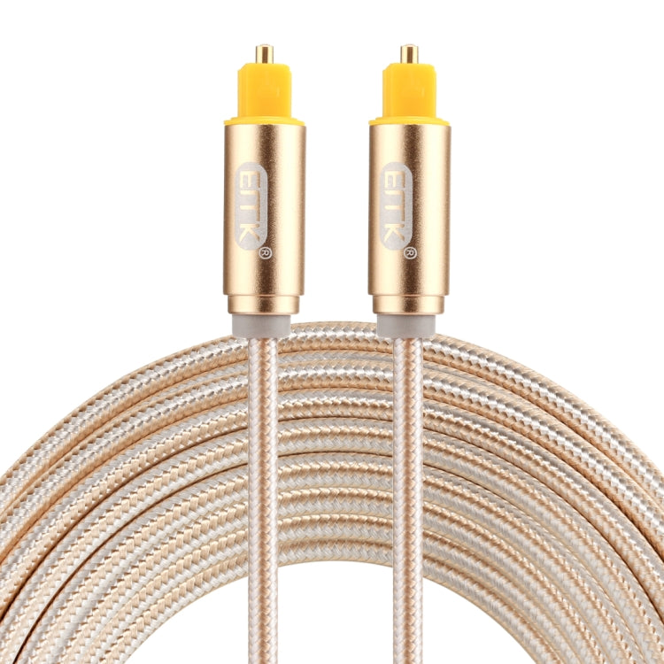 EMK 3m OD4.0mm línea tejida con cabeza de metal chapada en oro Toslink macho a macho Cable de audio óptico digital, Length: 3m