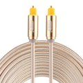 EMK 5m OD4.0mm línea tejida con cabeza de metal chapada en oro Toslink macho a macho Cable de audio óptico digital, Length: 5m