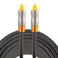 Cable de audio óptico digital Toslink macho a macho con cabeza de metal chapada en oro de 5 m OD6.0 mm, Length: 5m