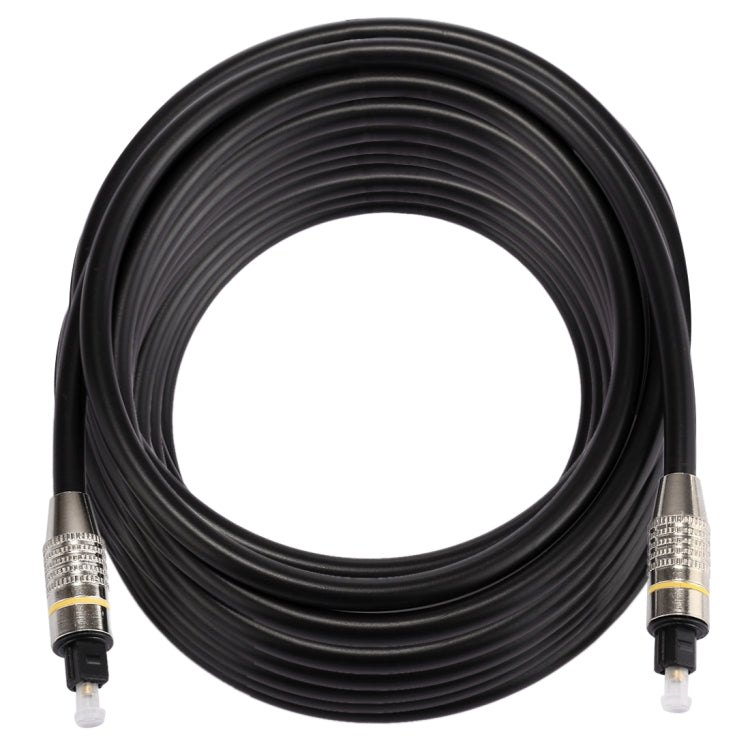 Cable de audio óptico digital Toslink macho a macho con cabeza de metal niquelado OD6.0mm de 15 m, Length: 15m
