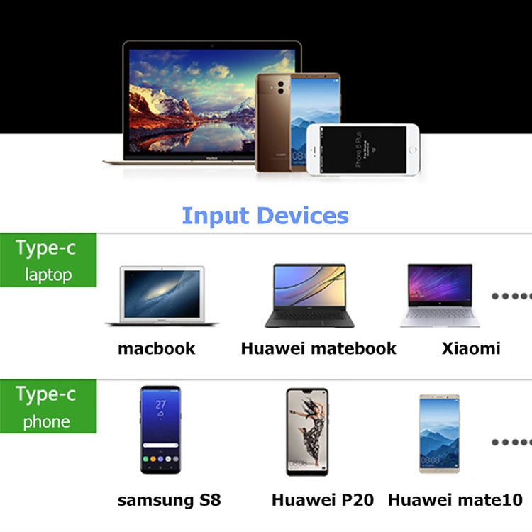 V126 UCB-C / Type-C Macho a PD + HDMI + VGA + Audio + USB 3.0 Hembra Convertidor 5 en 1, 5 in 1