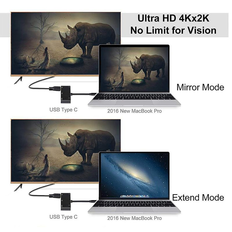 V126 UCB-C / Type-C Macho a PD + HDMI + VGA + Audio + USB 3.0 Hembra Convertidor 5 en 1, 5 in 1