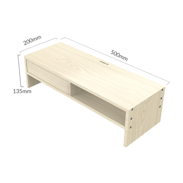 ORICO MSR-05-WD-BP Soporte para monitor de computadora de veta de madera de 2 capas con cajón, tamaño: 50 x 20 x 13,5 cm, 2-layer with Drawer, Size: 50 x 20 x 13.5cm