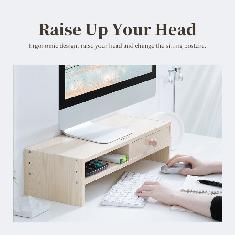 ORICO MSR-05-WD-BP Soporte para monitor de computadora de veta de madera de 2 capas con cajón, tamaño: 50 x 20 x 13,5 cm, 2-layer with Drawer, Size: 50 x 20 x 13.5cm