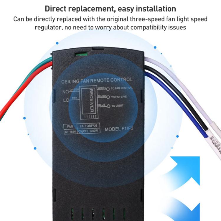 Kit de Control remoto de lámpara de ventilador de techo Universal, temporizador de 85-265V, interruptor de Control inalámbrico, receptor transmisor de velocidad del viento ajustado