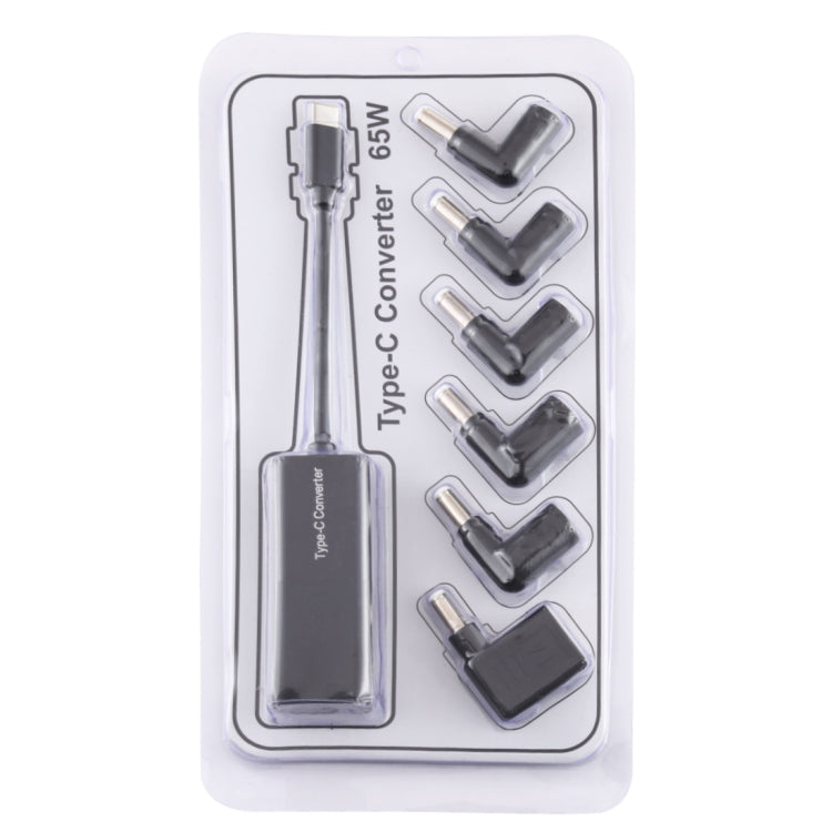 Adaptador de corriente para computadora portátil Convertidor USB-C / Tipo-C de 65 W a adaptador de corriente 6 en 1