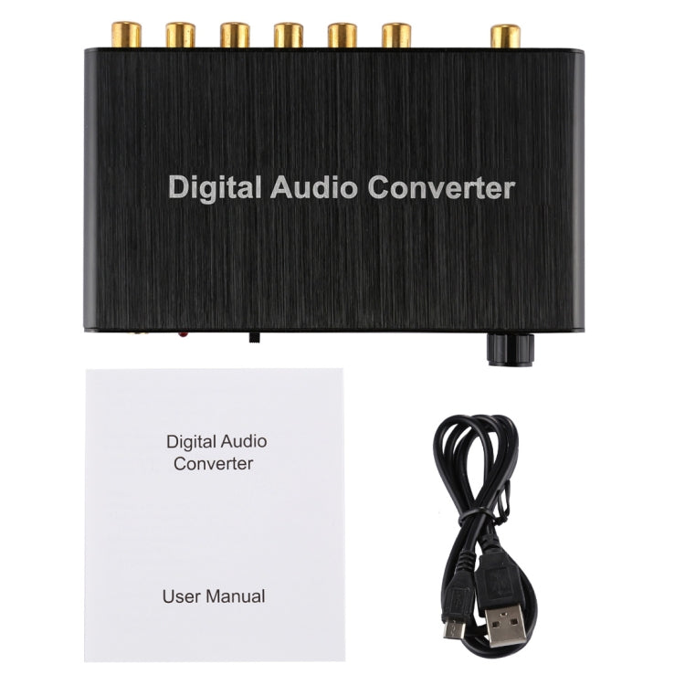 Convertidor Decodificador de Audio Digital de 2 Canales con Toslink Óptico SPDIF Coaxial para Cine en Casa/PS4/PS3/XBOX360, Control de Volumen de Soporte, AC-3, DTS