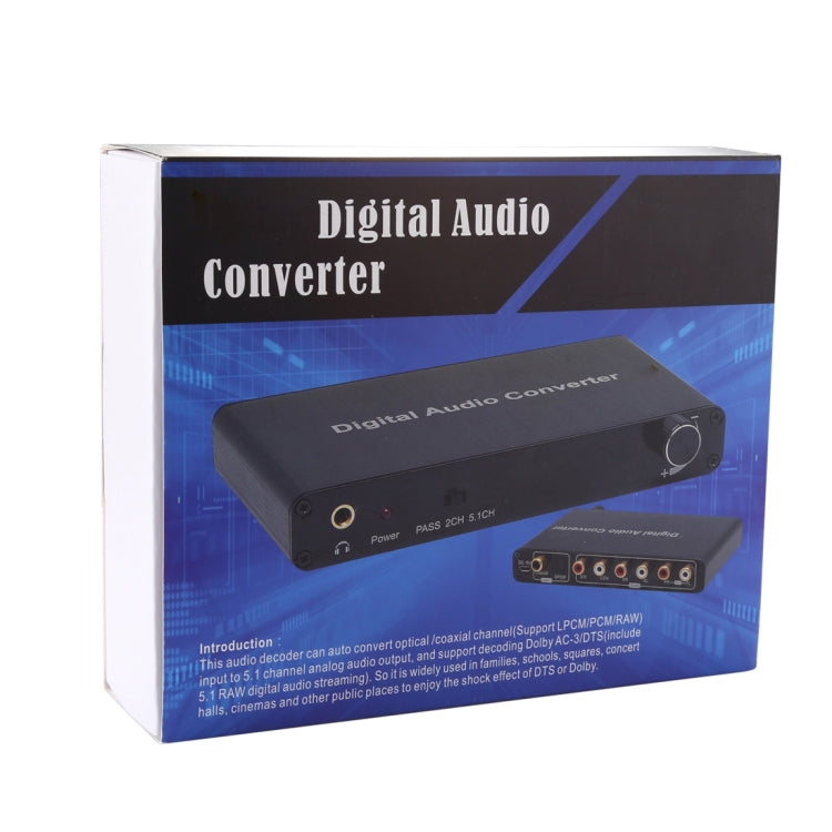 Convertidor Decodificador de Audio Digital de 2 Canales con Toslink Óptico SPDIF Coaxial para Cine en Casa/PS4/PS3/XBOX360, Control de Volumen de Soporte, AC-3, DTS