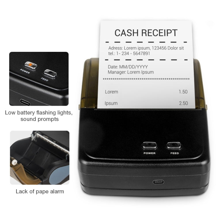 Impresora térmica de recibos POS portátil Bluetooth QS-8001 de 80 mm, QS-8001