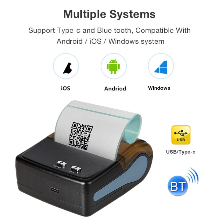 Impresora térmica de recibos POS portátil Bluetooth QS-8001 de 80 mm, QS-8001