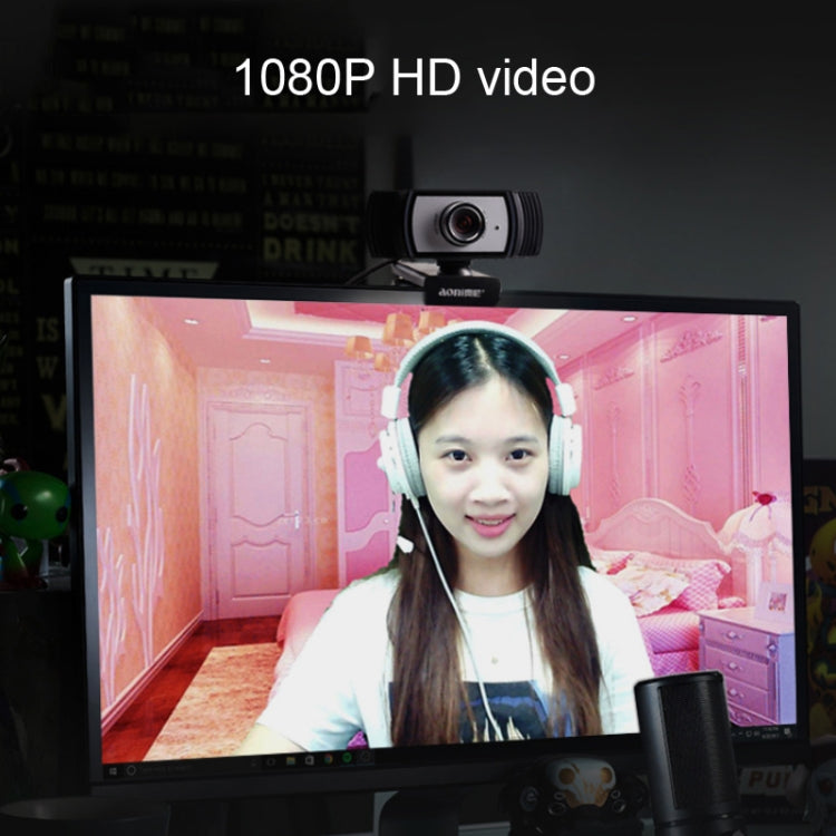 Aoni C33 Beauty FHD 1080P IPTV WebCam Teleconferencia Enseñanza Transmisión en vivo Cámara de computadora con micrófono, Plug and Play sin unidad, C33