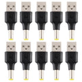 10 Uds. Conector de clavija de alimentación CC macho a USB 2,0 macho de 5,5x2,5mm, 5.5 x 2.5mm