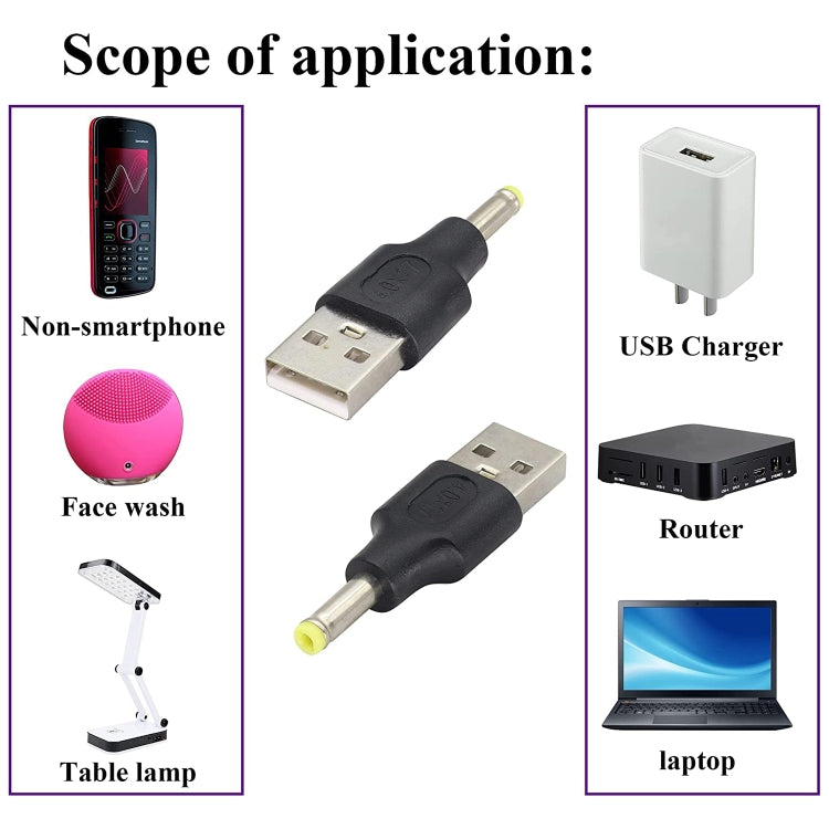 10 Uds. Conector de clavija de alimentación CC macho a USB 2,0 macho de 4,0x1,7mm, 4.0 x 1.7mm Male