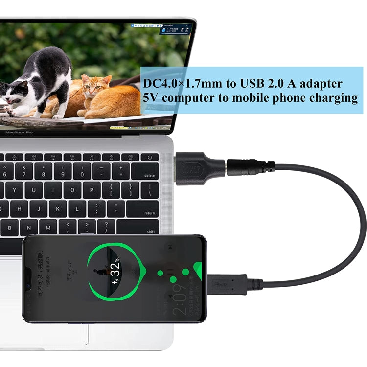 10 Uds. Conector de clavija de alimentación CC macho a USB 2,0 macho de 4,0x1,7mm, 4.0 x 1.7mm Male