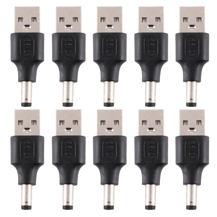 10 Uds. Conector de clavija de alimentación CC macho a USB 2,0 macho de 5,5x2,1mm, 5.5 x 2.1mm