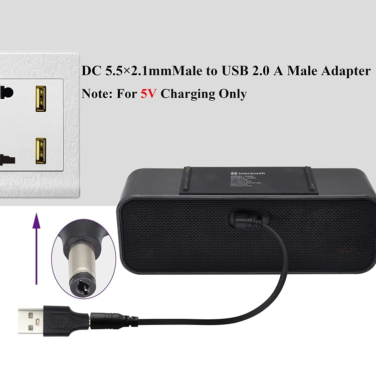 10 Uds. Conector de clavija de alimentación CC macho a USB 2,0 macho de 5,5x2,1mm, 5.5 x 2.1mm