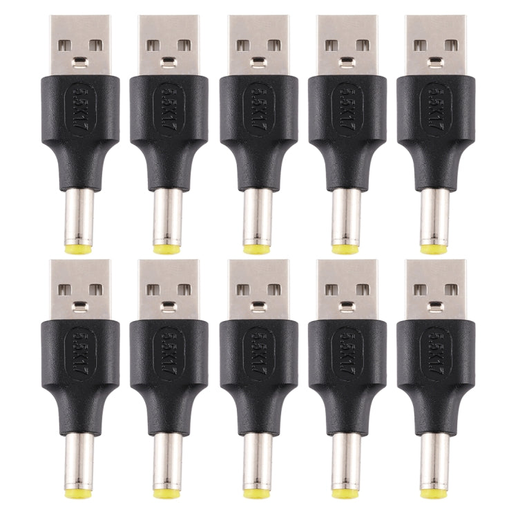 10 Uds. Conector de clavija de alimentación CC macho a USB 2,0 macho de 5,5x1,7mm, 5.5 x 1.7mm
