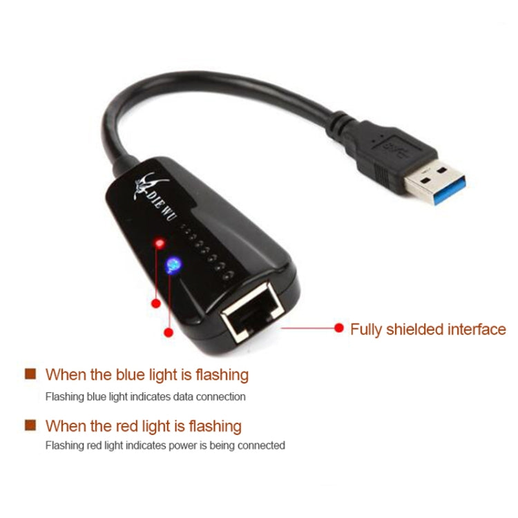 DIE WU TXA042 Realtek 8153 USB 3.0 a Gigabit Ethernet RJ45 LAN 10/100/1000Mbps Adaptador de tarjeta de red, TXA042