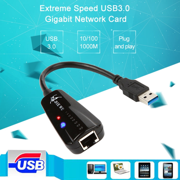DIE WU TXA042 Realtek 8153 USB 3.0 a Gigabit Ethernet RJ45 LAN 10/100/1000Mbps Adaptador de tarjeta de red, TXA042