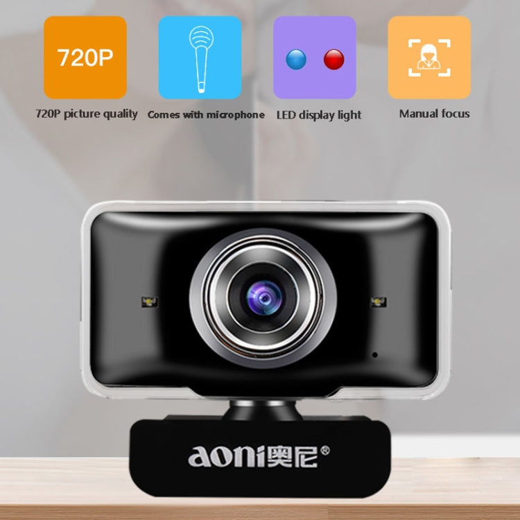 Aoni C11 720P Cámara de computadora HD de enfoque manual gran angular de 150 grados con micrófono, C11