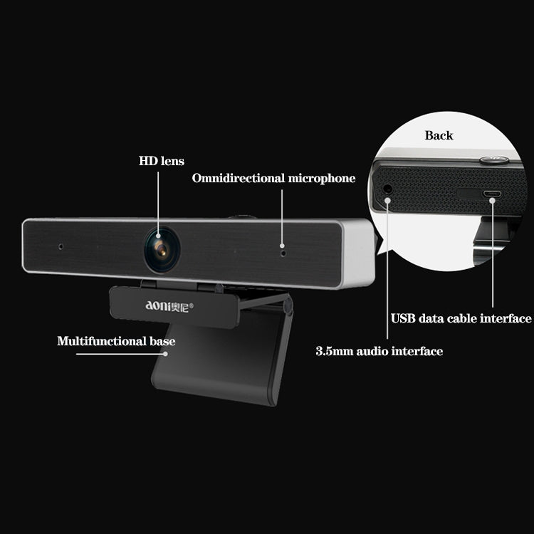 Cámara de computadora inteligente empresarial aoni C90 1080P HD con micrófono, C90