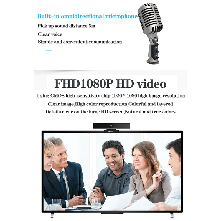 Cámara de computadora inteligente empresarial aoni C90 1080P HD con micrófono, C90