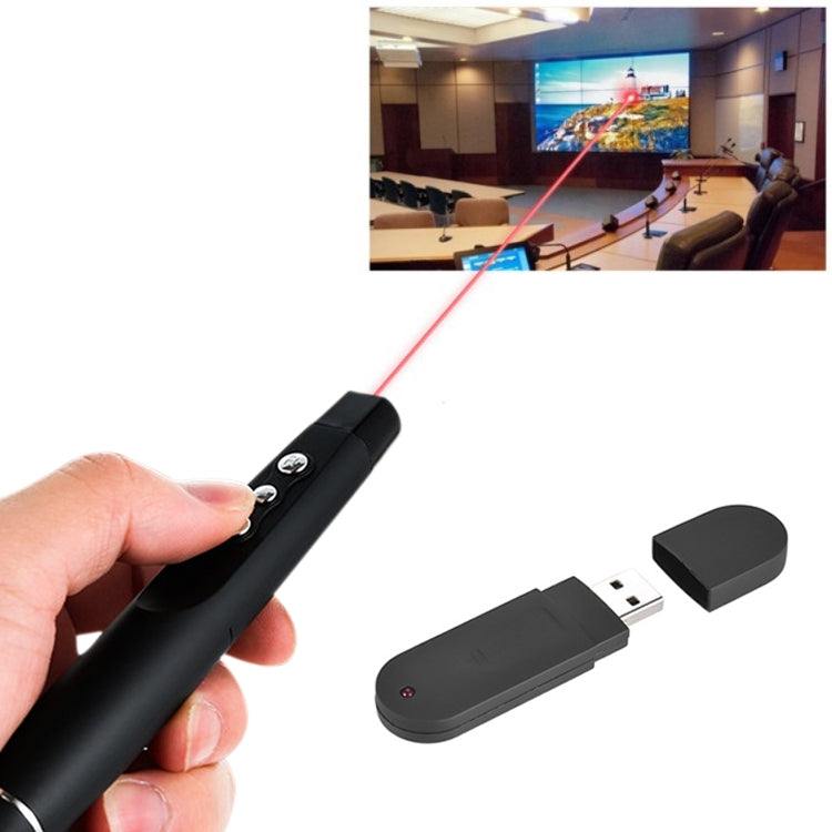 Bolígrafo para pasar páginas de PowerPoint con láser inalámbrico de 2,4 GHz Bolígrafo de proyección de presentación inalámbrico multimedia con receptor USB, distancia de control remoto: 30 m, 30m