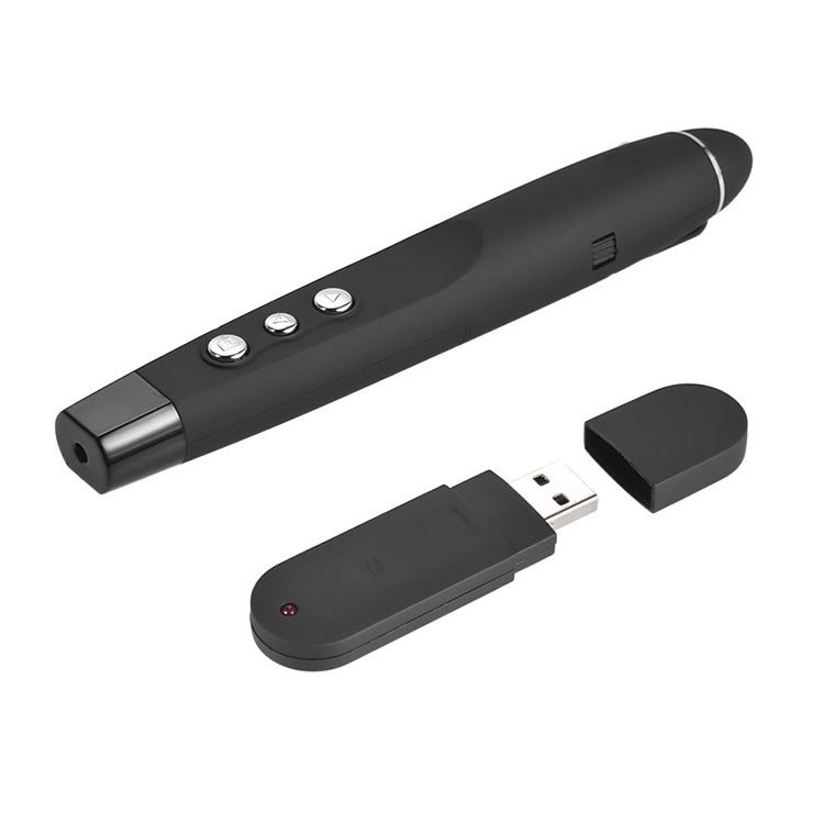 Bolígrafo para pasar páginas de PowerPoint con láser inalámbrico de 2,4 GHz Bolígrafo de proyección de presentación inalámbrico multimedia con receptor USB, distancia de control remoto: 30 m, 30m