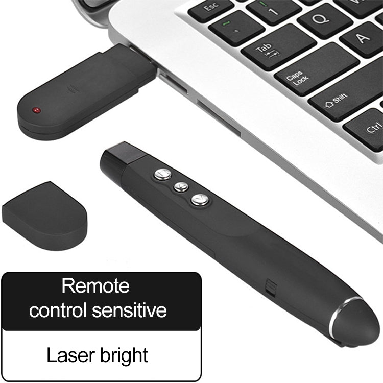 Bolígrafo para pasar páginas de PowerPoint con láser inalámbrico de 2,4 GHz Bolígrafo de proyección de presentación inalámbrico multimedia con receptor USB, distancia de control remoto: 30 m, 30m