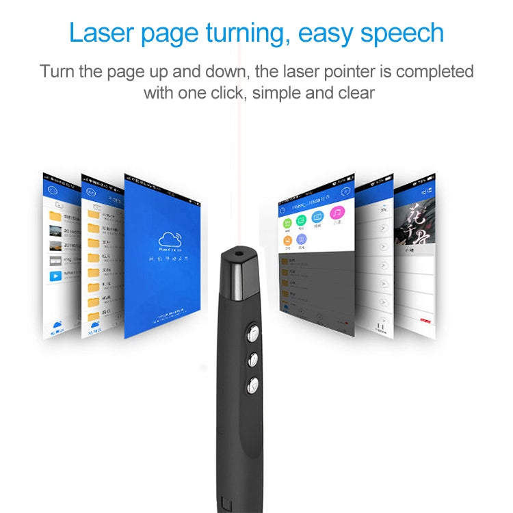 Bolígrafo para pasar páginas de PowerPoint con láser inalámbrico de 2,4 GHz Bolígrafo de proyección de presentación inalámbrico multimedia con receptor USB, distancia de control remoto: 30 m, 30m