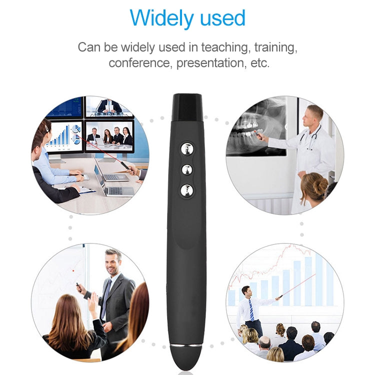 Bolígrafo para pasar páginas de PowerPoint con láser inalámbrico de 2,4 GHz Bolígrafo de proyección de presentación inalámbrico multimedia con receptor USB, distancia de control remoto: 30 m, 30m