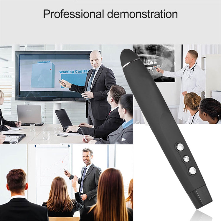 Bolígrafo para pasar páginas de PowerPoint con láser inalámbrico de 2,4 GHz Bolígrafo de proyección de presentación inalámbrico multimedia con receptor USB, distancia de control remoto: 30 m, 30m