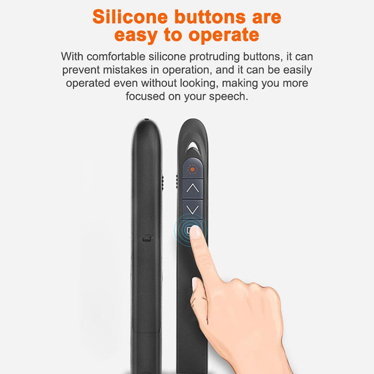 XM930 Bolígrafo láser inalámbrico de 2,4 GHz para pasar páginas de PowerPoint Bolígrafo de proyección de presentación inalámbrico multimedia con receptor USB, compatible con recordatorio de batería baja, distancia de control remoto: 100 m, 100m White  ...