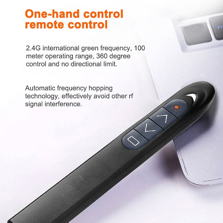 XM930 Bolígrafo láser inalámbrico de 2,4 GHz para pasar páginas de PowerPoint Bolígrafo de proyección de presentación inalámbrico multimedia con receptor USB, compatible con recordatorio de batería baja, distancia de control remoto: 100 m, 100m White  ...