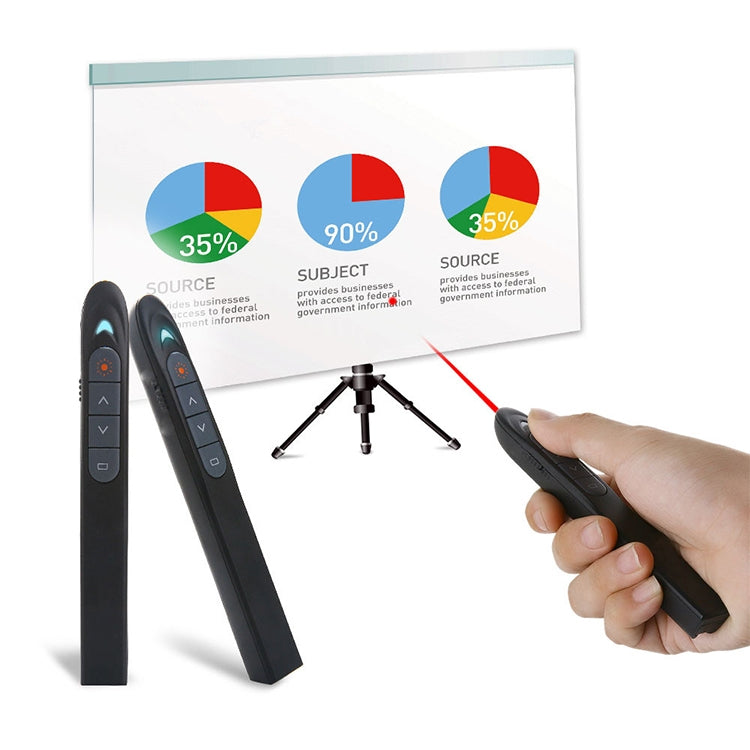XM930 Bolígrafo láser inalámbrico de 2,4 GHz para pasar páginas de PowerPoint Bolígrafo de proyección de presentación inalámbrico multimedia con receptor USB, compatible con recordatorio de batería baja, distancia de control remoto: 100 m, 100m White  ...
