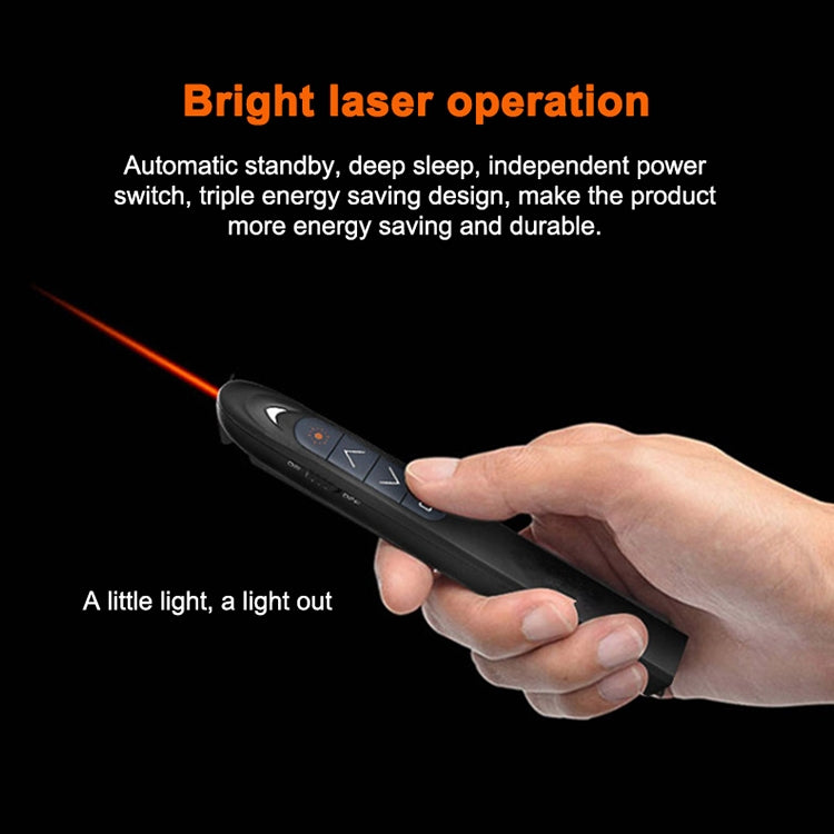 XM930 Bolígrafo láser inalámbrico de 2,4 GHz para pasar páginas de PowerPoint Bolígrafo de proyección de presentación inalámbrico multimedia con receptor USB, compatible con recordatorio de batería baja, distancia de control remoto: 100 m, 100m White  ...