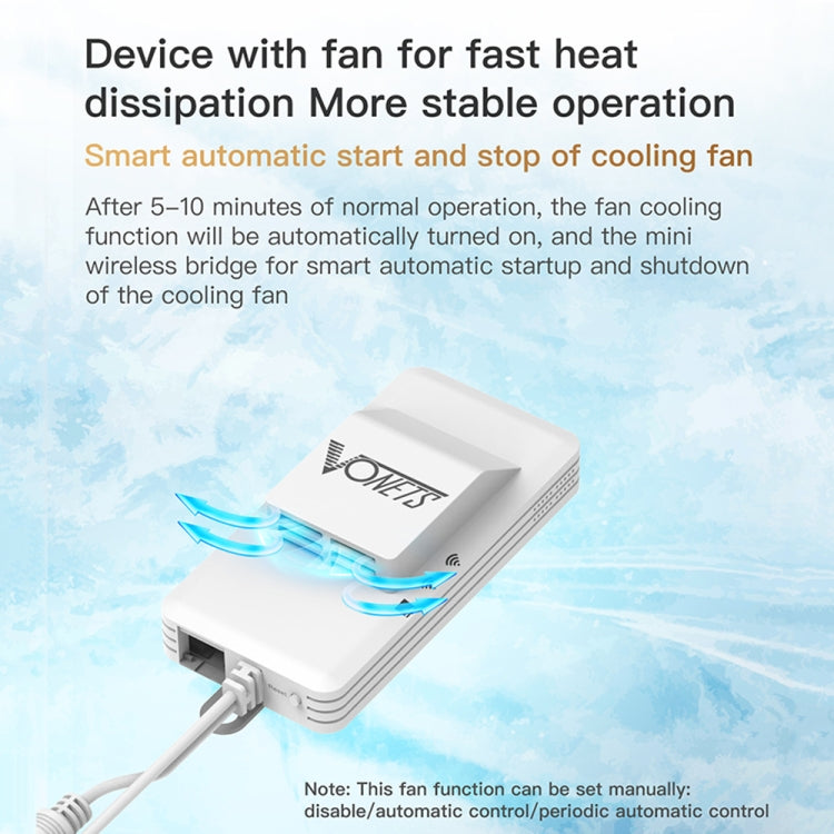 VONETS VAP11AC 5G/2.4G Mini Puente Inalámbrico con Versión de Ventilador Repetidor WiFi 300Mbps + 900Mbps, Soporta Videovigilancia y Control, VAP11AC
