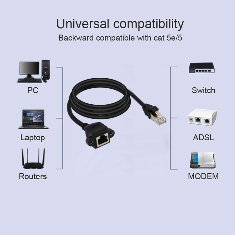 Cable de extensión de bloqueo de tornillo de montaje en panel de red RJ45 hembra a macho CAT5E, longitud: 3 m, 3m