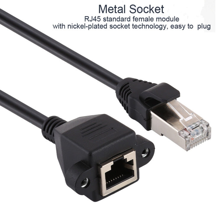 Cable de extensión de bloqueo de tornillo de montaje en panel de red RJ45 hembra a macho CAT6E, longitud: 0,3 m, Length: 0.3m