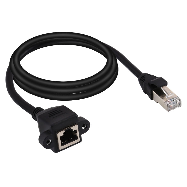 Cable de extensión de bloqueo de tornillo de montaje en panel de red RJ45 hembra a macho CAT6E, longitud: 2 m, Length: 2m