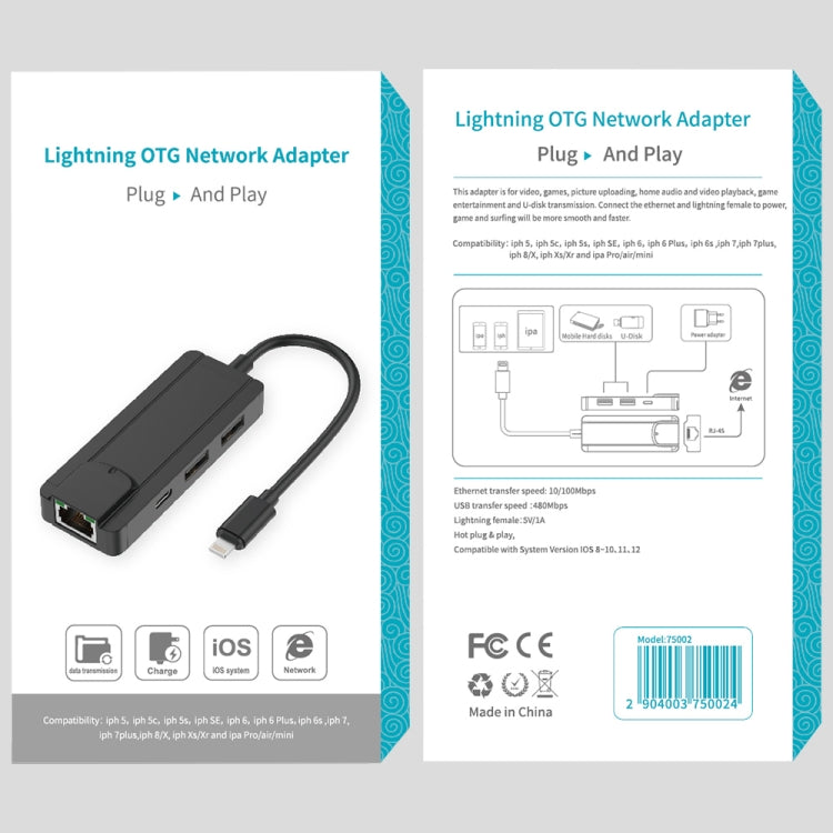 Adaptador USB 2.0 Onten 75002 de 8 pines a RJ45 Hub