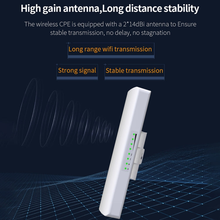 COMFAST CF-E312A Qualcomm AR9344 5.8GHz 300Mbps/s Puente de red inalámbrico ABS para exteriores con adaptador POE