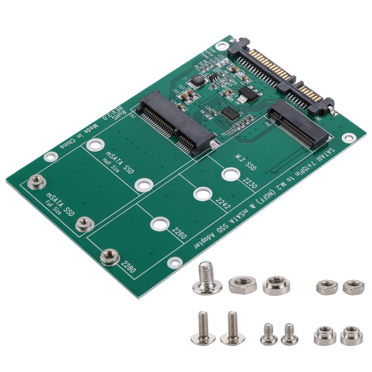 Convertidor adaptador M.2 NGFF y mSATA SSD a SATA III de 7+15 pines, SSD to SATA III