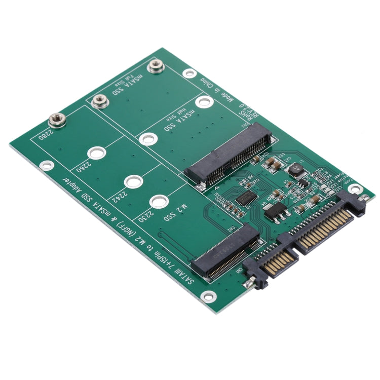Convertidor adaptador M.2 NGFF y mSATA SSD a SATA III de 7+15 pines, SSD to SATA III