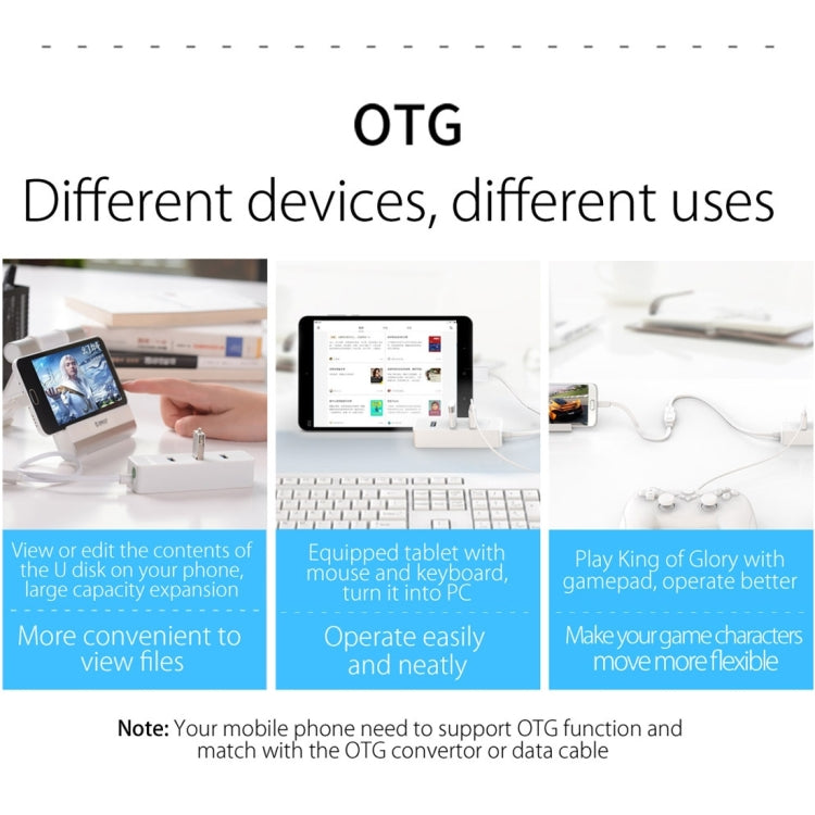 ORICO W5P-U2-100 HUB de escritorio USB 2.0 con fuente de alimentación de cable micro USB de 100 cm, W5P-U2-100 Black, W5P-U2-100 White