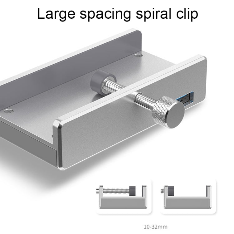 ORICO MH4PU HUB tipo clip USB 3.0 de 4 puertos de aleación de aluminio con cable USB de 1 m, rango de ancho del clip: 10-32 mm (negro), MH4PU(Black), MH4PU(Silver)