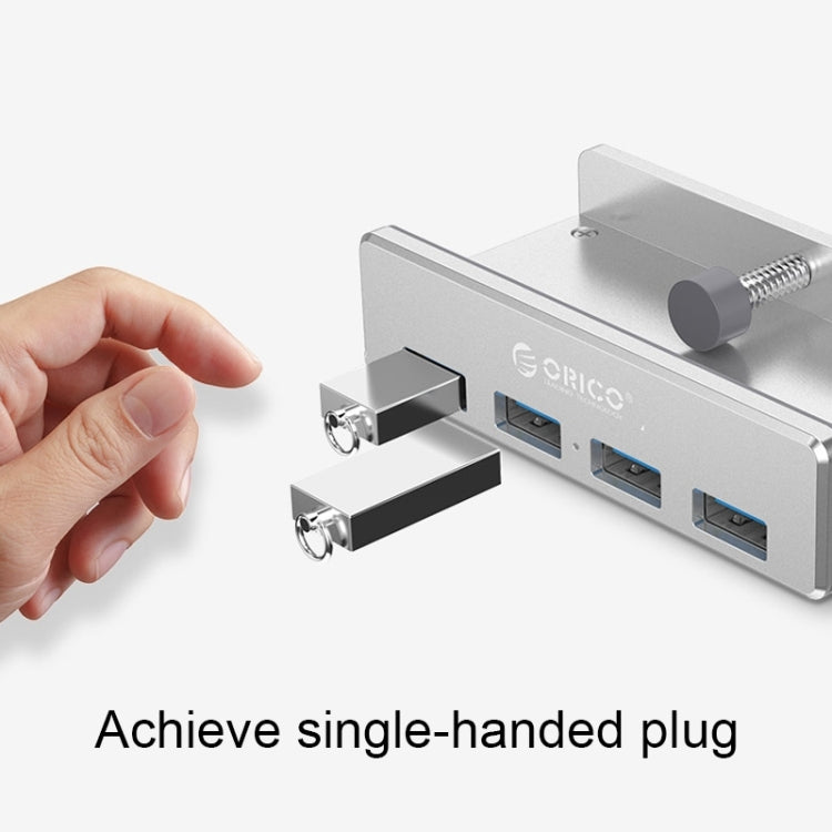 ORICO MH4PU HUB tipo clip USB 3.0 de 4 puertos de aleación de aluminio con cable USB de 1 m, rango de ancho del clip: 10-32 mm (negro), MH4PU(Black), MH4PU(Silver)